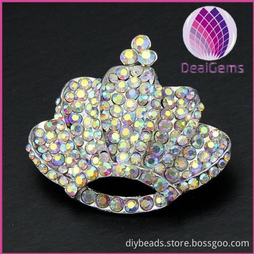 2015 fashion alloy vintage colorful rhinestone crown beautiful brooch